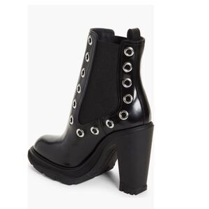 Alexander McQueen Tread Grommet Embellished Boots Black, New, Size 41